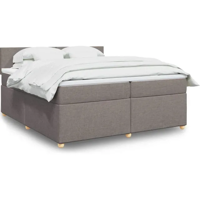 vidaXL Boxspring met matras stof taupe 200x200 cm
