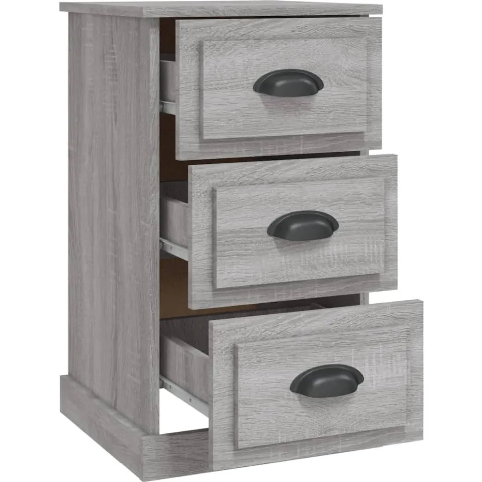 vidaXL Nachtkastje 39x39x67 cm bewerkt hout grijs sonoma eikenkleurig, foto 4