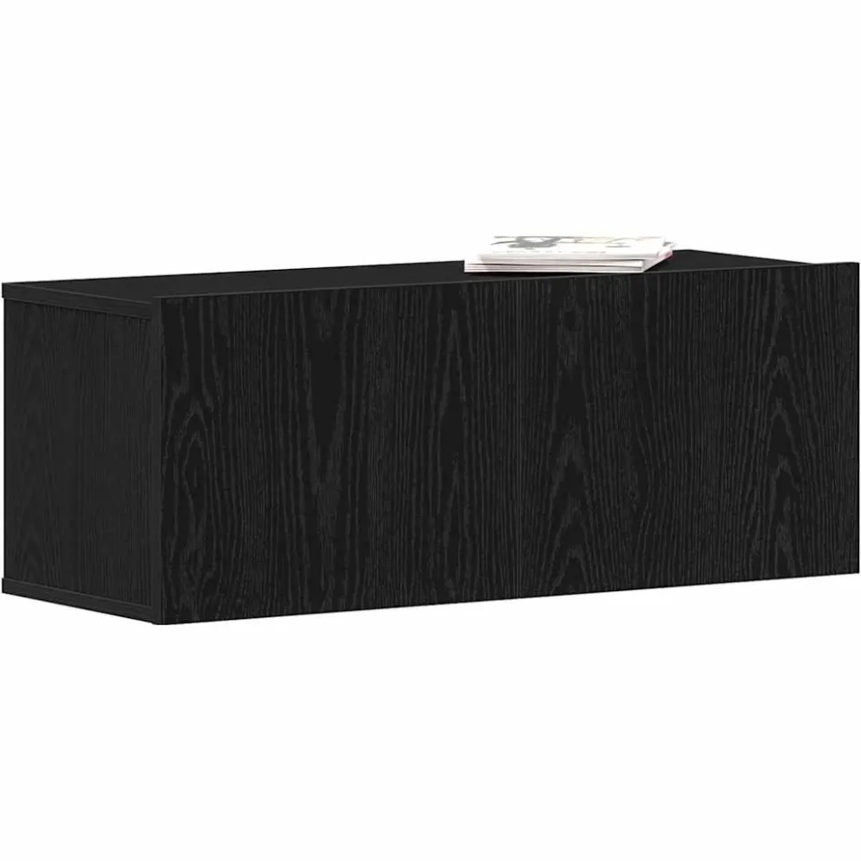 vidaXL TV-kast 80 x 30 x 30 cm Zwart Eiken Bewerkt hout