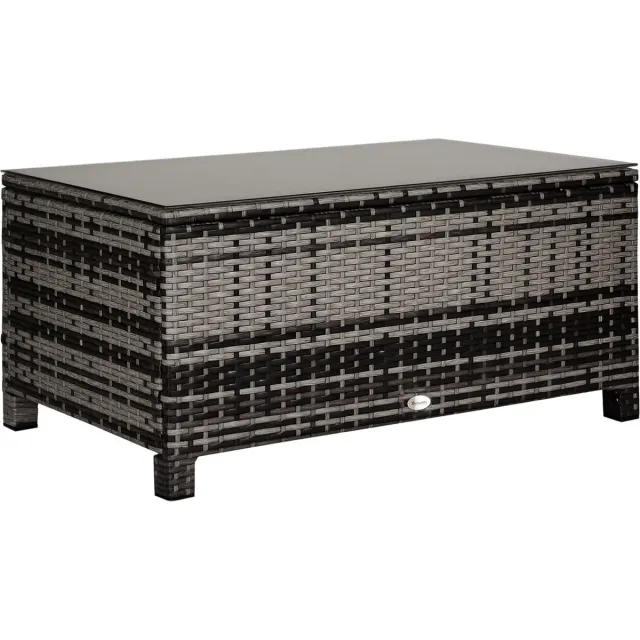 Outsunny Rattan Salontafel - Metaal - 85x50x39cm - Grijs