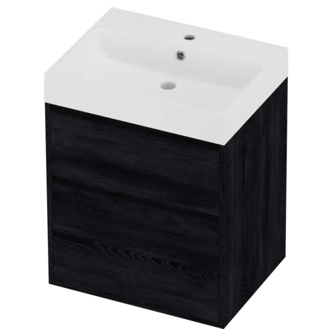 Proline Podium Badmeubelset Polystone Loft 1 Kraangat Greeploos 60x46x75 cm Mat White Black Oak Eiken