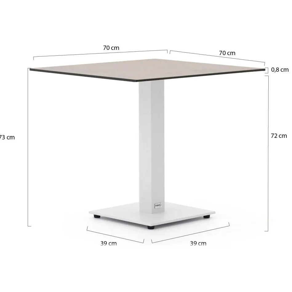Forza Furniture Forza Orta tuintafel 70x70x73cm wit, foto 3