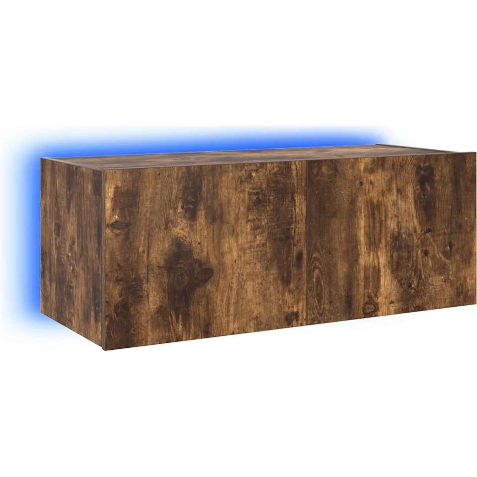 vidaXL Tv-wandmeubel met LED-verlichting 80x35x31 cm gerookt eiken Bruin