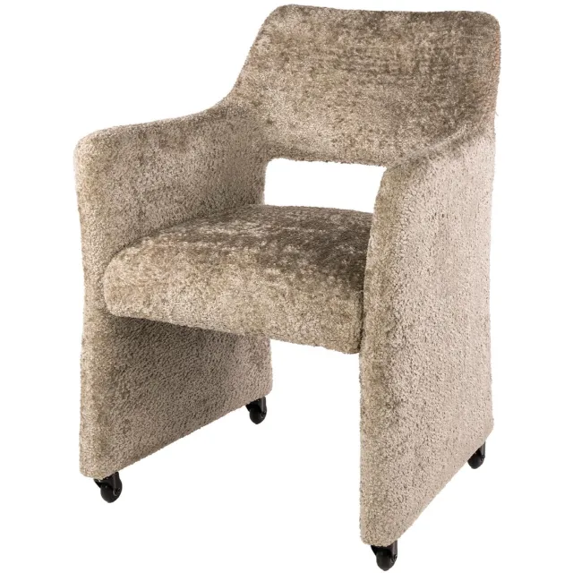 Set van 2 - Nest of Nora ergonomische eetkamerstoelen Maro - Met armleuning en op wieltjes - Alura zand