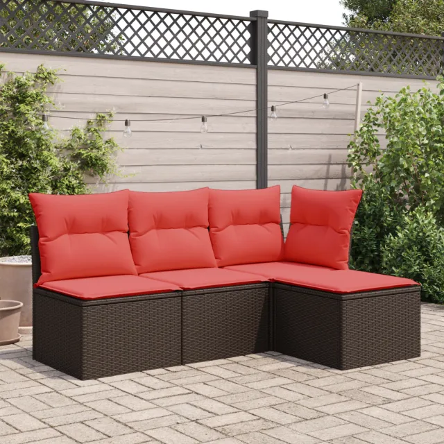 vidaXL Tuinkruk met kussen 55x55x37 cm poly rattan bruin, foto 2