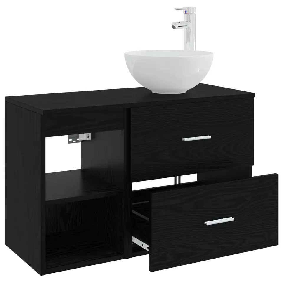 vidaXL Badkamerkastenset 2 st Zwart eiken 79,5 x 35 x 80 cm, foto 3