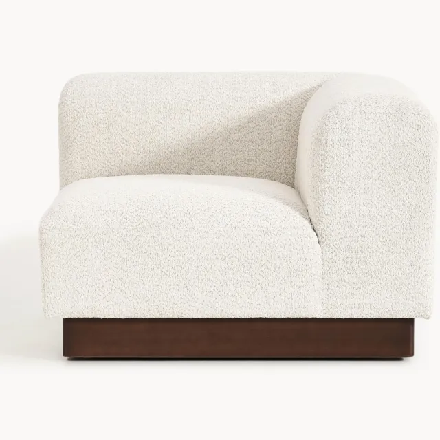 Westwing Collection Hoekmodule Natalie van teddy-bouclé wit