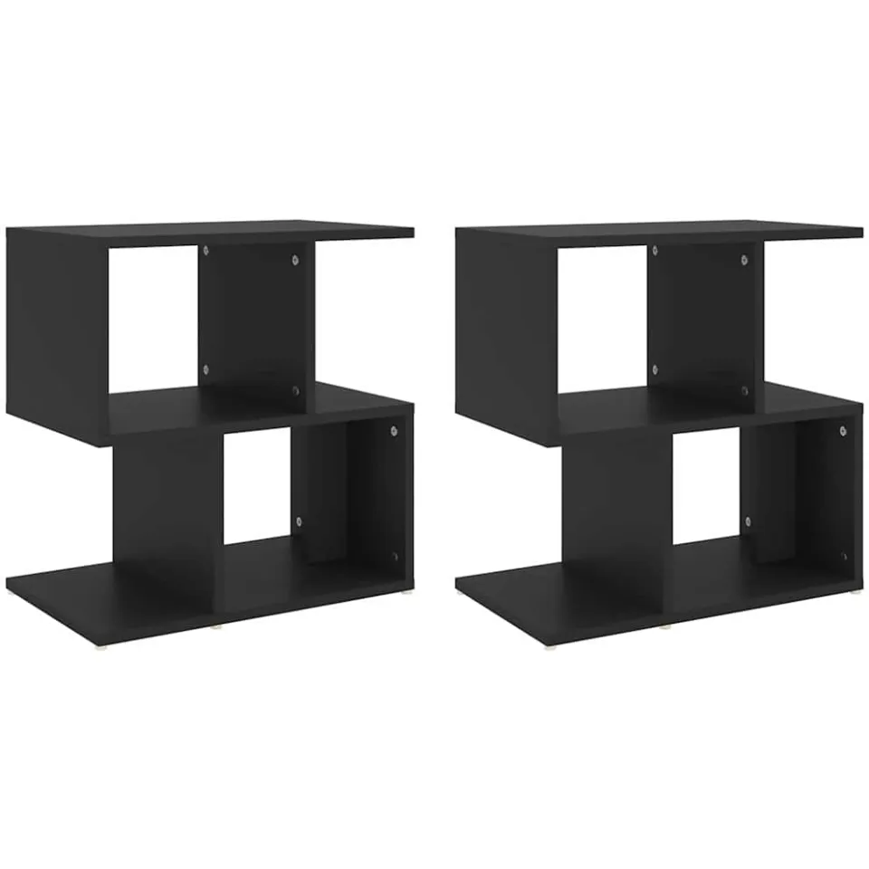 vidaXL Nachtkastjes 2 st 50x30x51,5 cm bewerkt hout zwart, foto 3