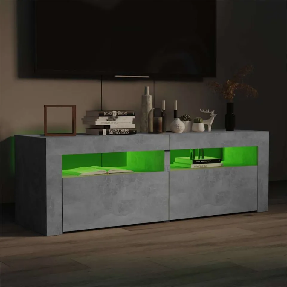 vidaXL Tv-meubel met LED-verlichting 120x35x40 cm betongrijs grijs, foto 3