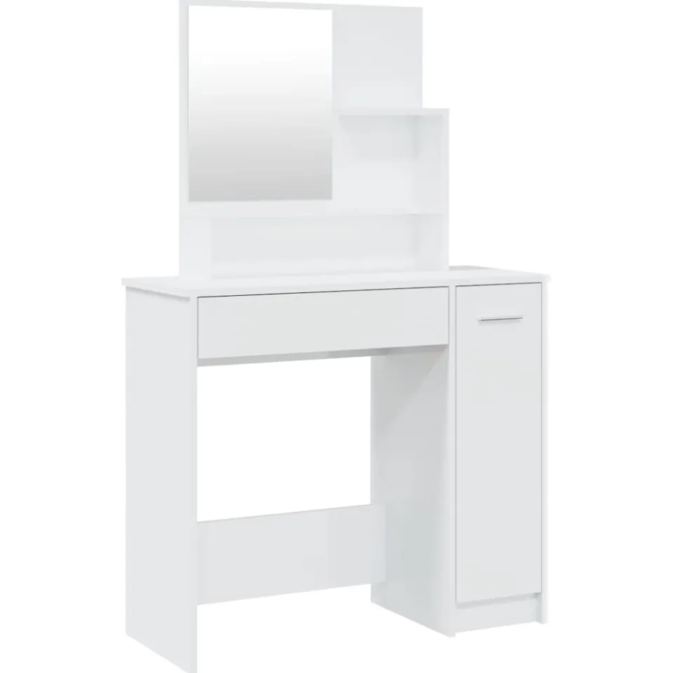 vidaXL Kaptafel met spiegel 86,5x35x136 cm hoogglans wit