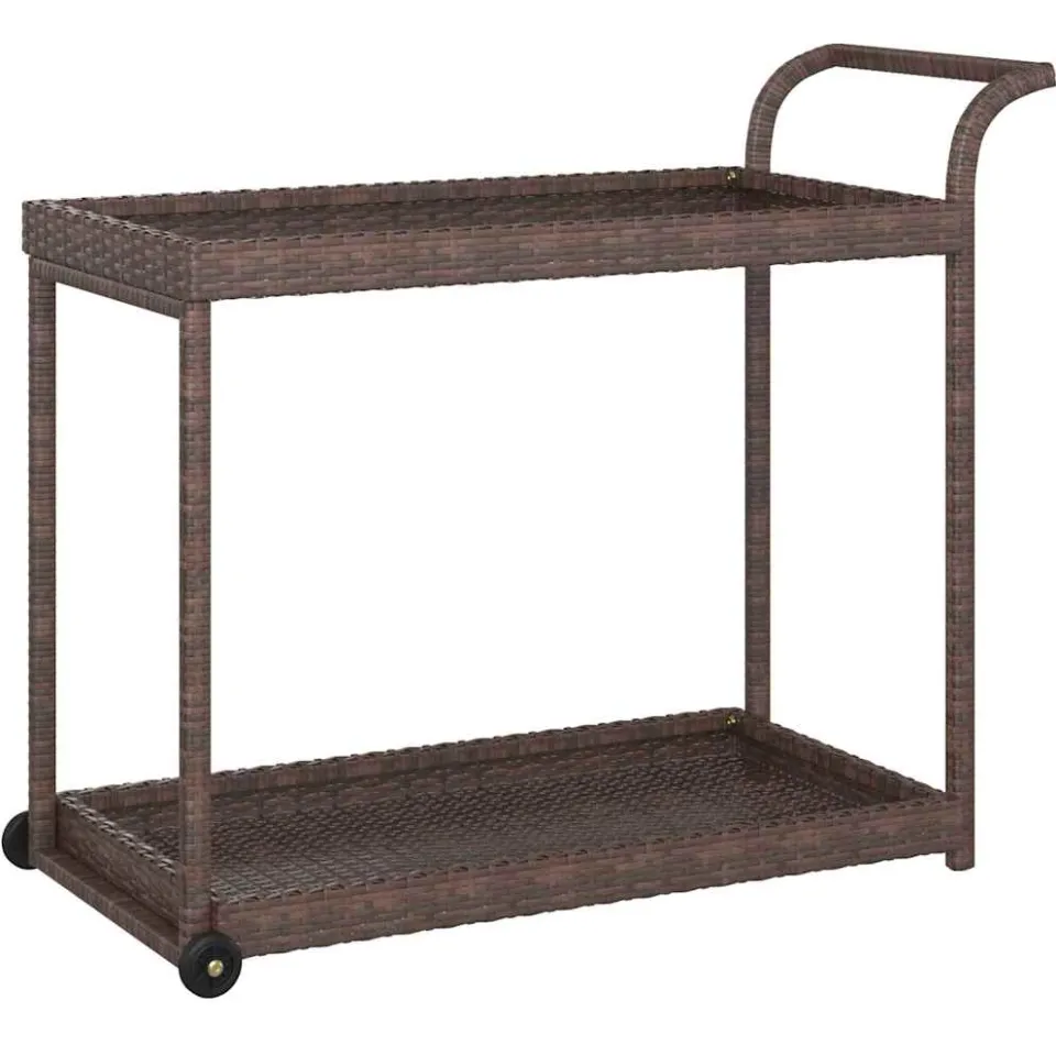 vidaXL Serveerwagen 100x45x83 cm poly rattan bruin, foto 4
