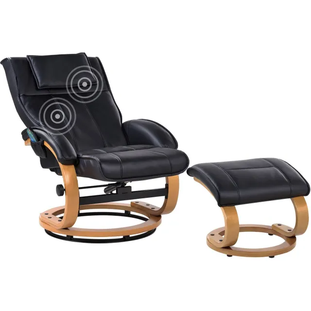 Beliani MAJESTIC - Massagefauteuil met hocker - Zwart - Kunstleer