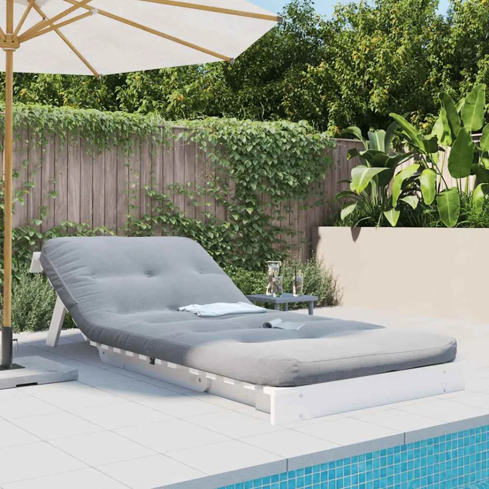 vidaXL Futon slaapbank met matras 80x206x11 cm massief grenenhout wit, foto 3