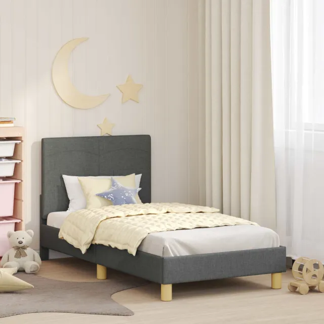 vidaXL Bedframe voor kinderen met hoofdbord Donkergrijs 80 x 160 cm
