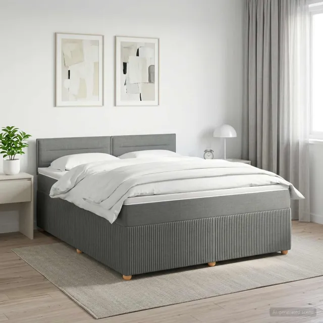 vidaXL Boxspringbed met matras Donkergrijs 180 x 200 cm Stof