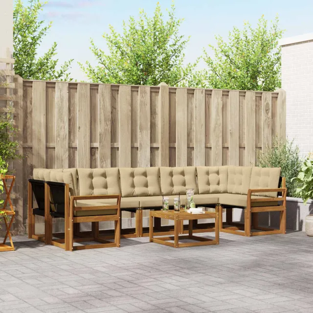 vidaXL Buiten bankenset 8 st 7-zits Natuurlijk en Beige