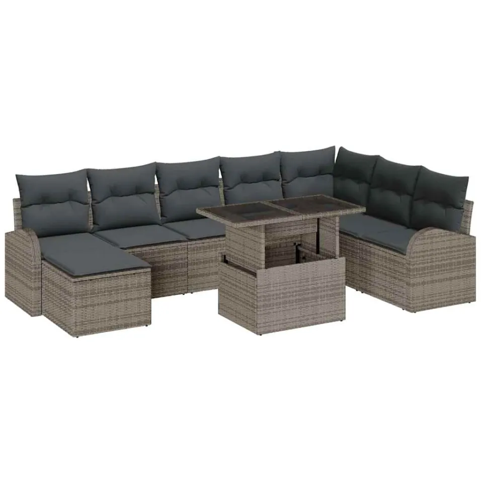 vidaXL Tuin Sofa Set 9 st Grijs Poly riet