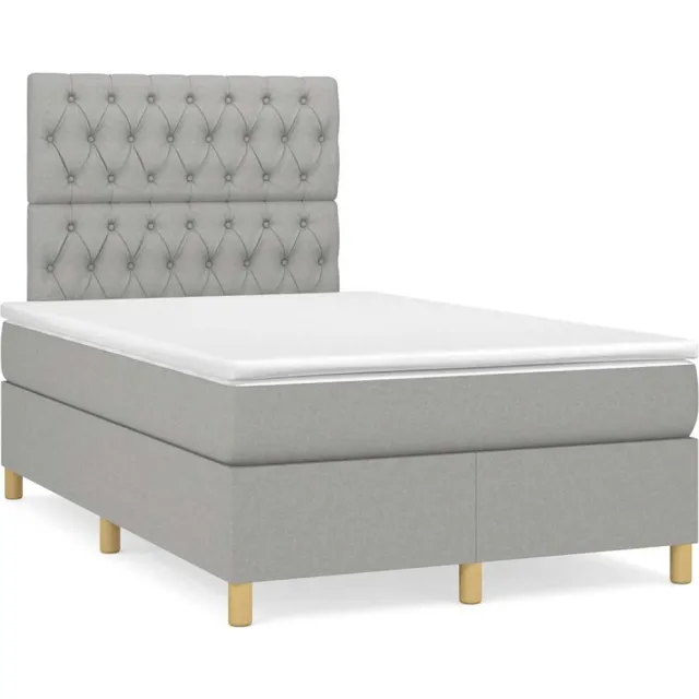 vidaXL Boxspring met matras stof lichtgrijs 120x190 cm grijs