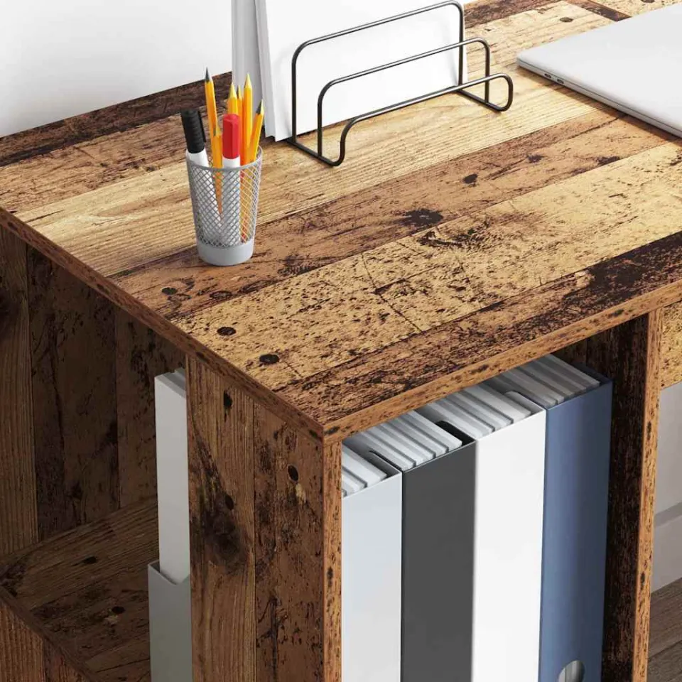 vidaXL Bureau Oud Hout 130 x 50,5 x 75 cm Bewerkt hout bruin, foto 4