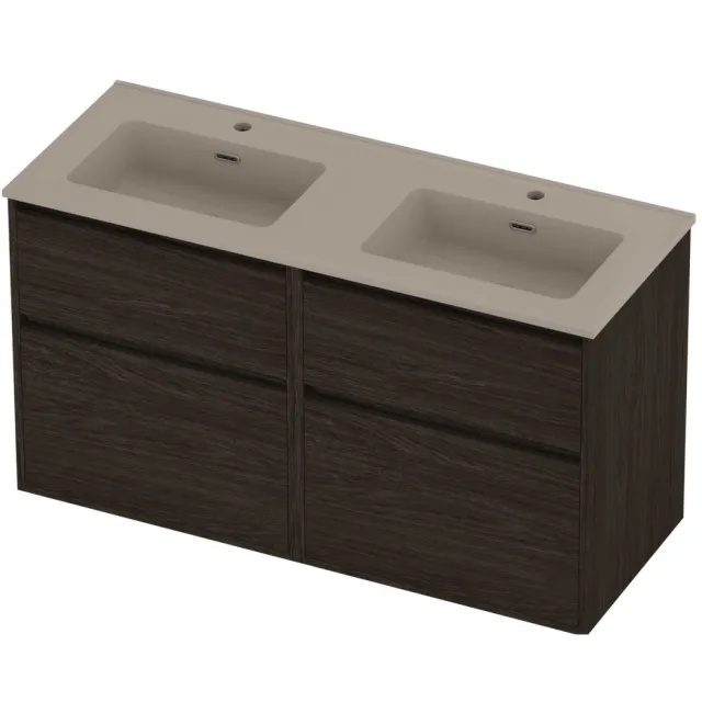 Proline Tribute Badmeubelset Porselein Elegant 4 Laden 120x46x67 cm Mat Crème Cotton Mokka Oak Eiken
