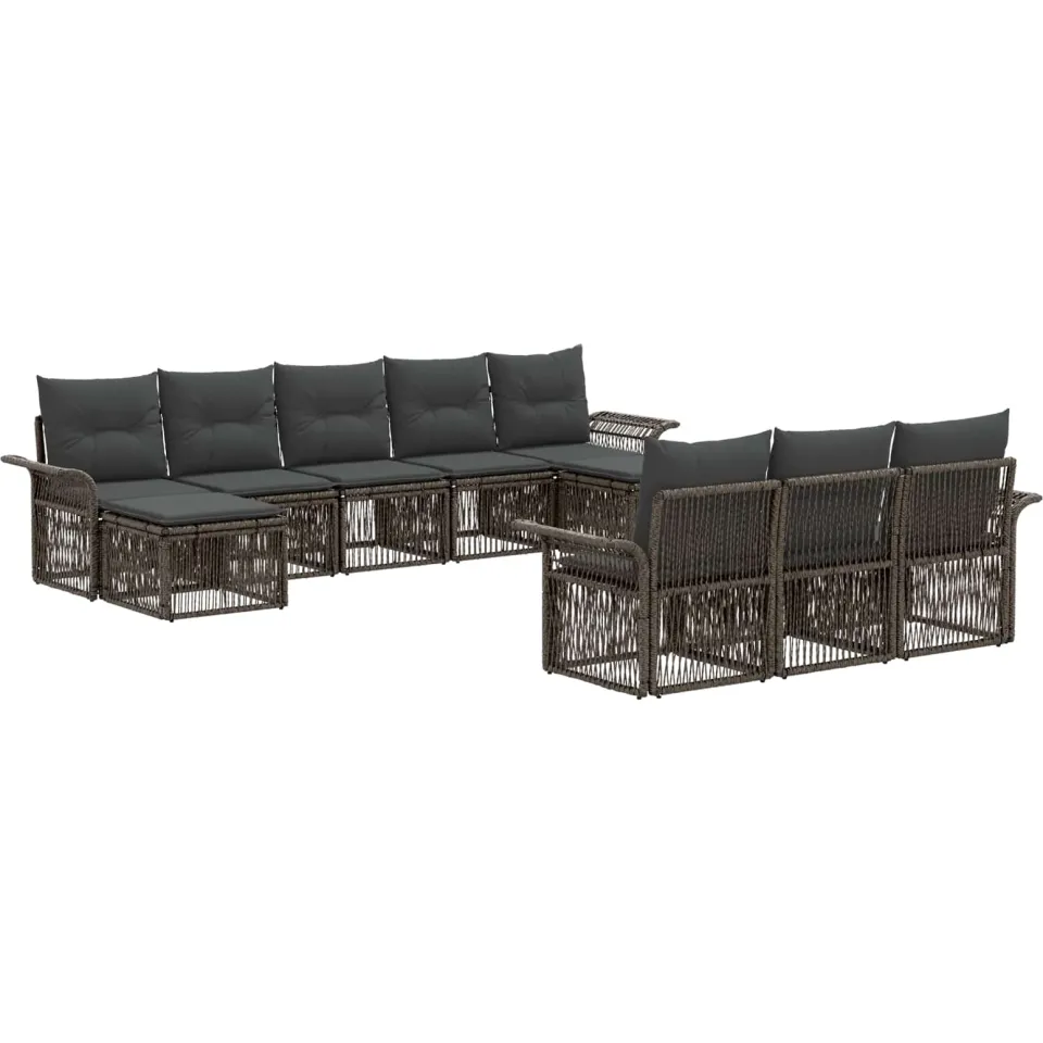 vidaXL Tuinbankenset 10 st 10-zits Grijs poly rattan, foto 3