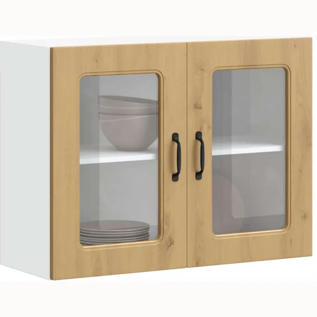 vidaXL Keukenbovenkast met glazen deur Kalmar bewerkt hout artisanaal eiken Bruin