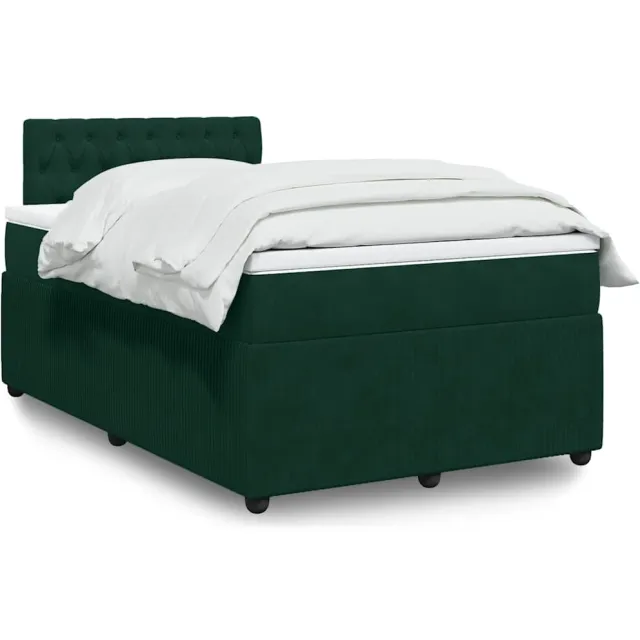 vidaXL Boxspring met matras fluweel donkergroen 120x200 cm groen