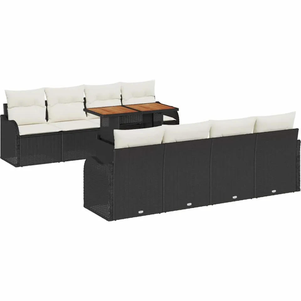 vidaXL Tuin Sofa Set 9 st Zwart Poly riet