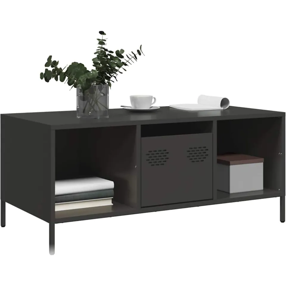 vidaXL Salontafel 101,5x50x43,5 cm koudgewalst staal zwart, foto 3
