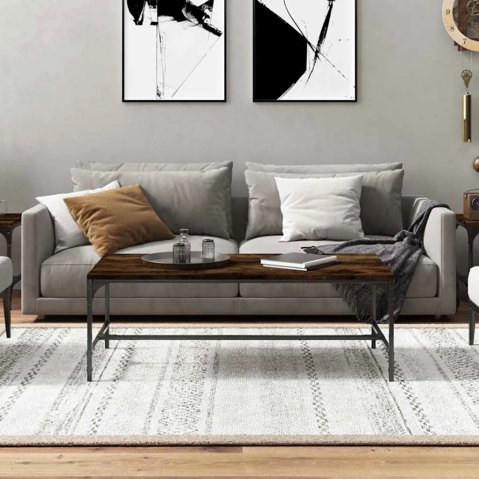 vidaXL Salontafel 100x50x35 cm bewerkt hout gerookt eikenkleurig, foto 2