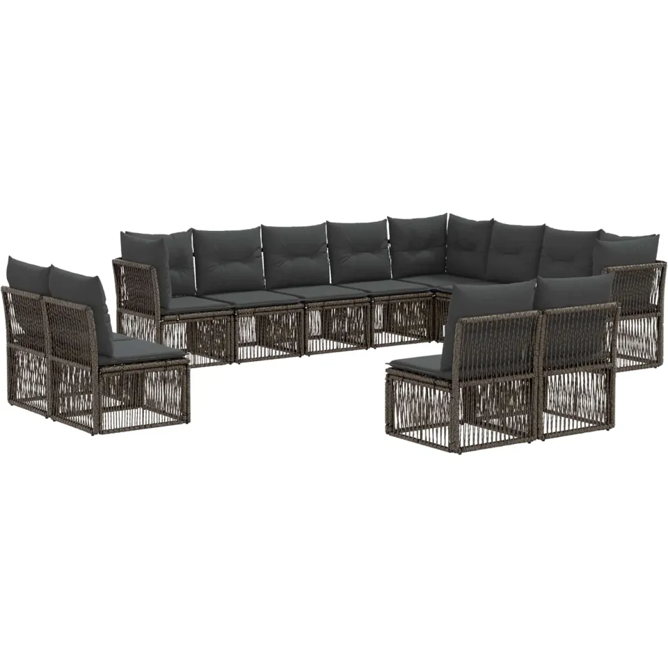 vidaXL Tuinbankenset 12 st 12-zits Grijs poly rattan, foto 3