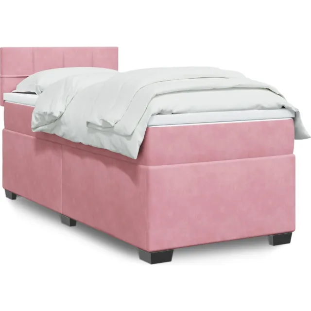 vidaXL Boxspring met matras fluweel roze 90x200 cm