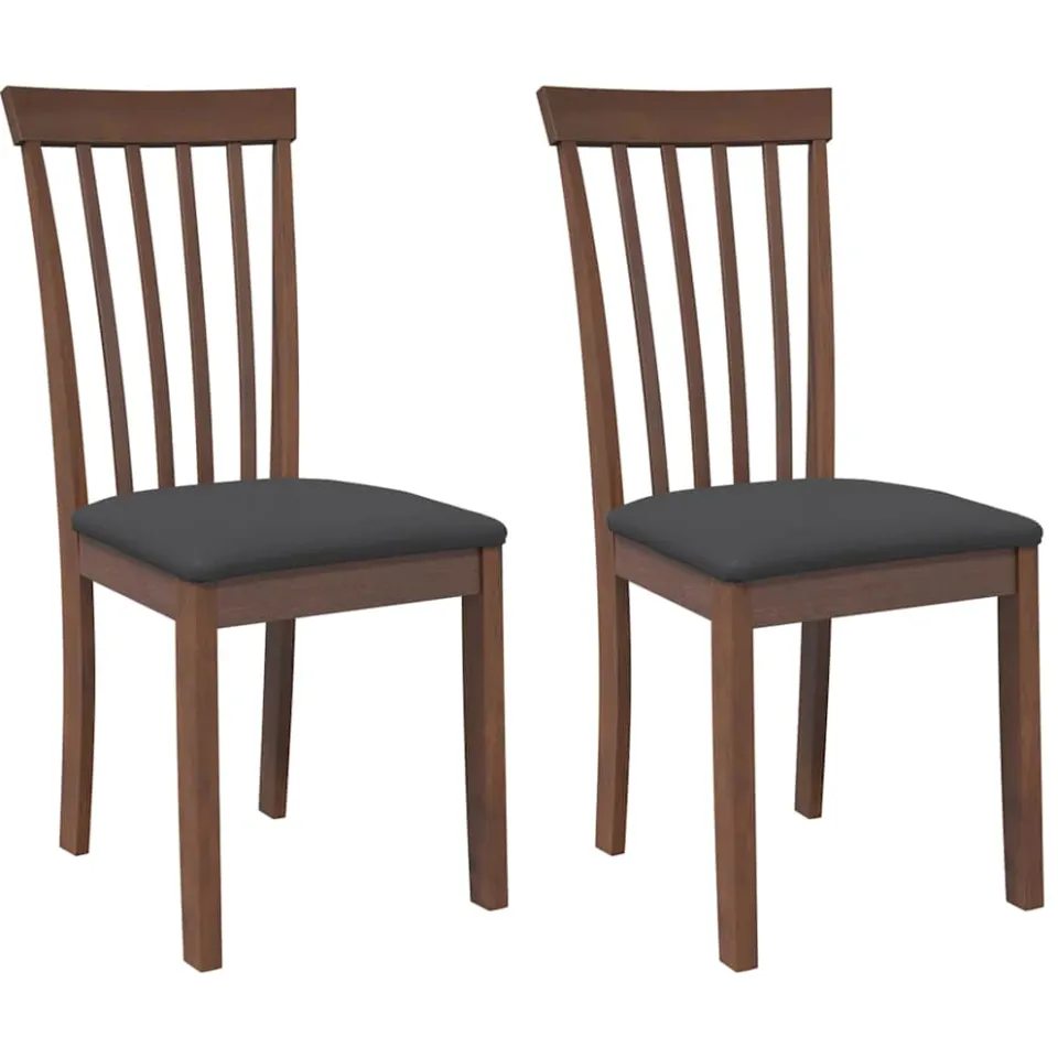 vidaXL Eetkamerstoelen met kussens 2 st massief hout rubber bruin