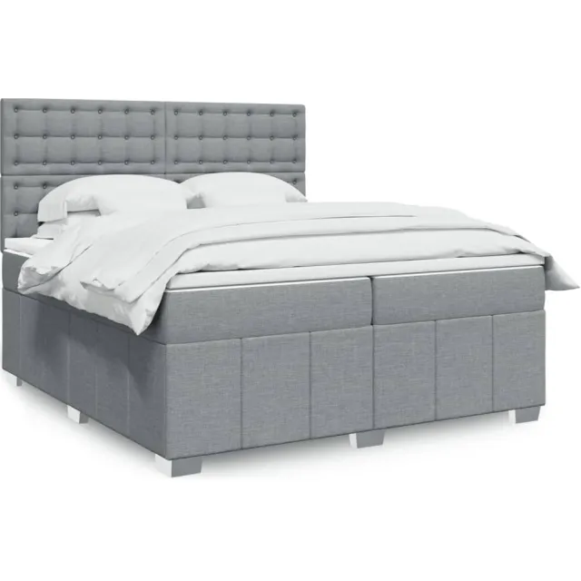 vidaXL Boxspring met matras stof lichtgrijs 200x200 cm grijs