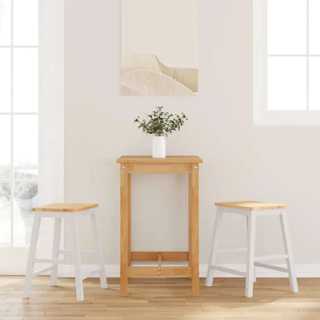 vidaXL Barstoelen 2 st massief hout wit Bruin