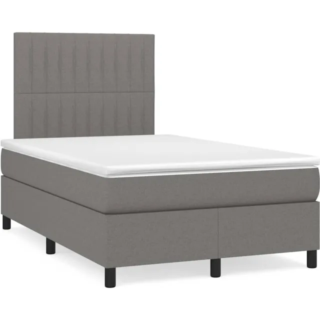 vidaXL Boxspring met matras en LED stof donkergrijs 120x190 cm grijs