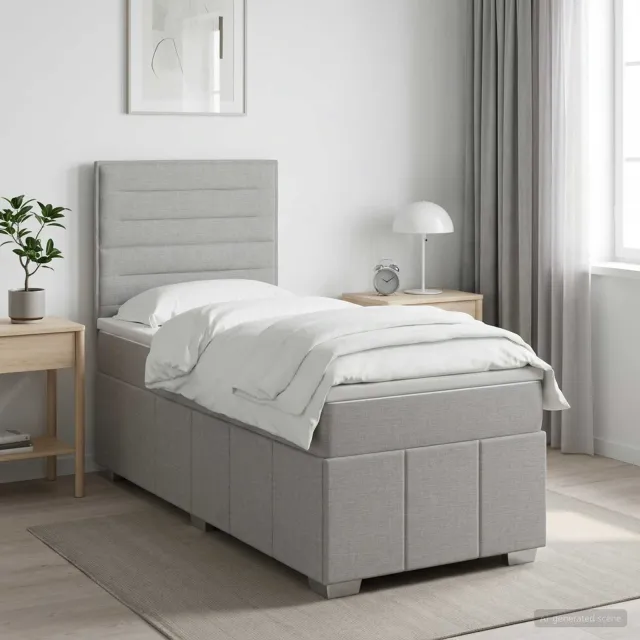 vidaXL Boxspringbed met matras Lichtgrijs 100 x 200 cm Stof