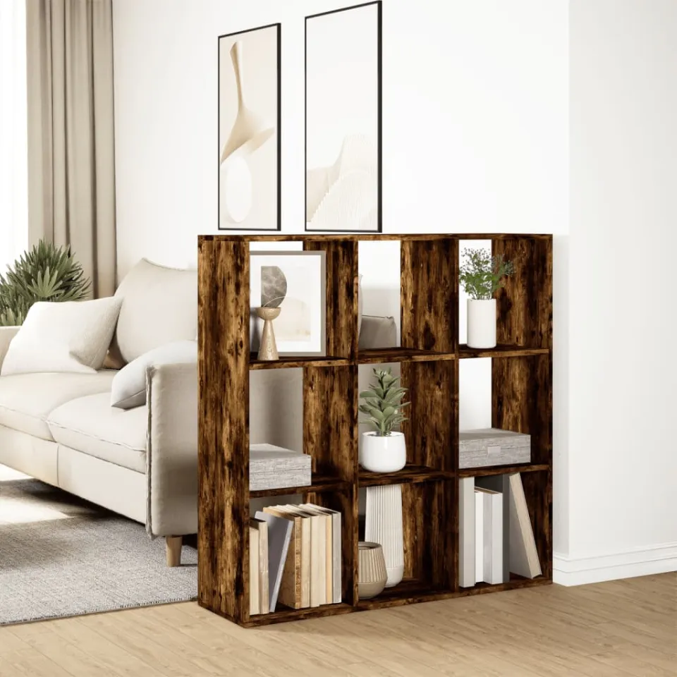 vidaXL Kamerscherm / boekenkast 102x29x103,5 cm hout gerookt eiken, foto 3