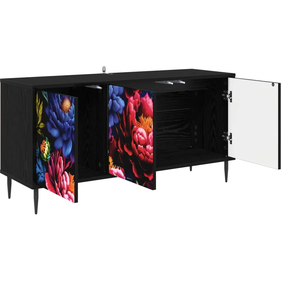 vidaXL Tv-meubel KIEL 102 x 33 x 51 cm Zwart eiken Bewerkt hout