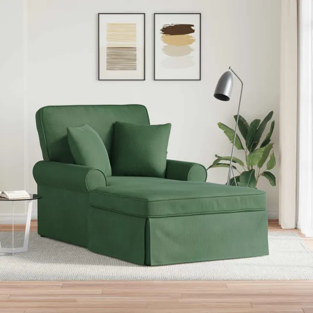 vidaXL Chaise Lounge met Rok 3 st Jungle Groen Katoen Stof, foto 2