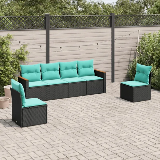 vidaXL 6-delige tuinbankset met kussens van zwart polyrotan, foto 2