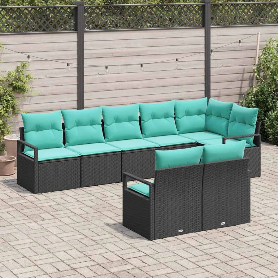 vidaXL Bankstel 8 st Zwart poly rattan, foto 2
