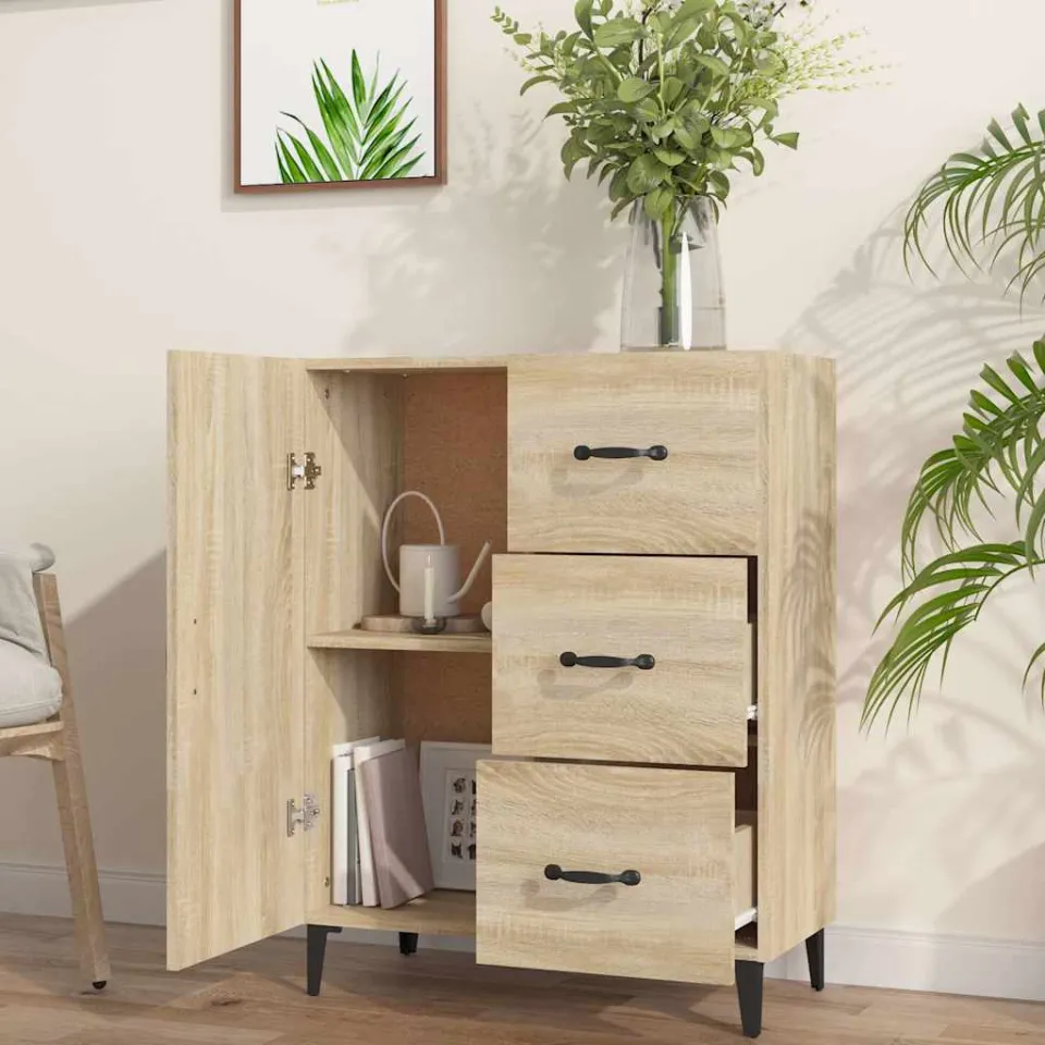 vidaXL Dressoir 69,5x34x90 cm bewerkt hout sonoma eikenkleurig, foto 3