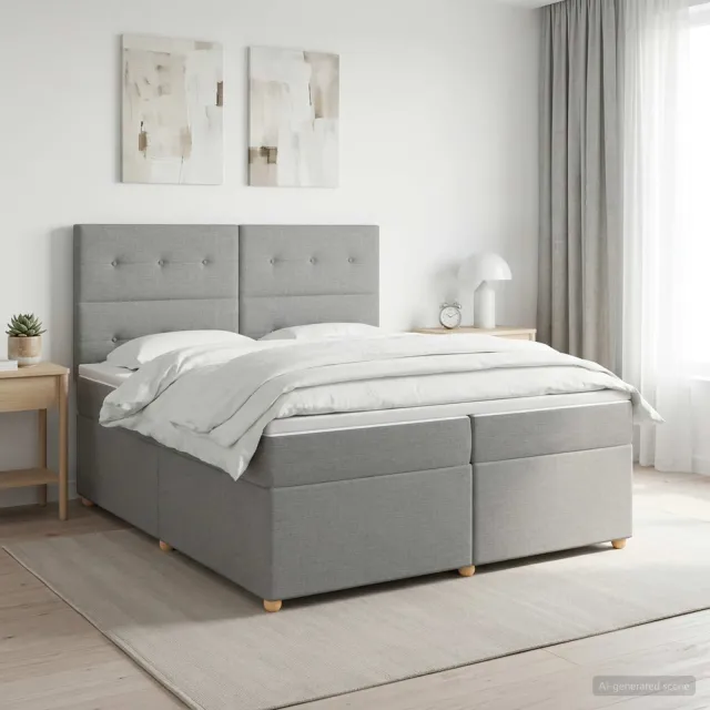 vidaXL Boxspringbed met matras Lichtgrijs 200 x 200 cm Stof