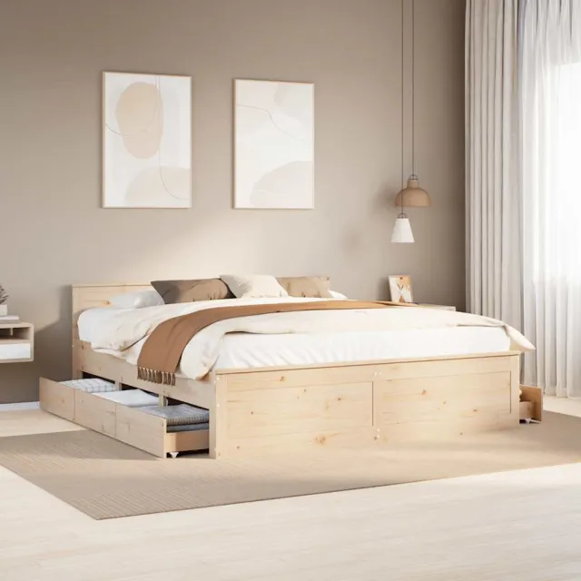 vidaXL Bedframe zonder matras met hoofdbord grenenhout 180x200 cm Bruin