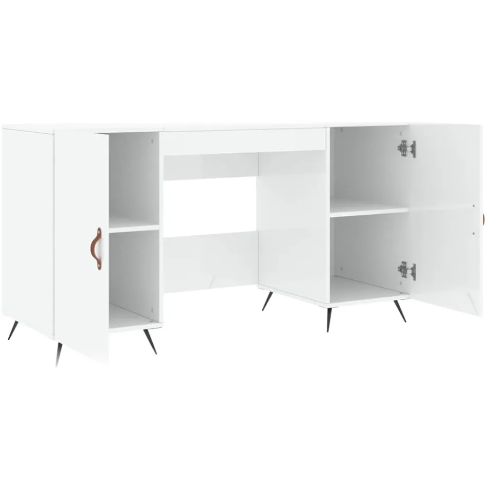 vidaXL Bureau 140x50x75 cm bewerkt hout hoogglans wit