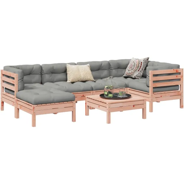 vidaXL 7-delige Loungeset met kussens massief douglas vurenhout Bruin