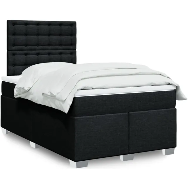 vidaXL Boxspring met matras stof zwart 120x200 cm