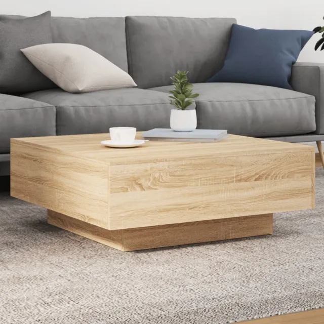 vidaXL Salontafel met LED-verlichting 80x80x31 cm sonoma eikenkleurig Bruin