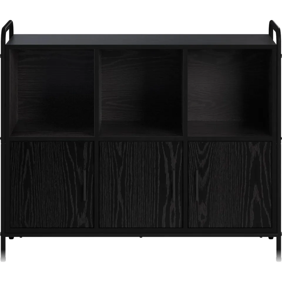 vidaXL Dressoir Zwart eiken 97 x 33 x 81 cm Bewerkt hout, foto 4